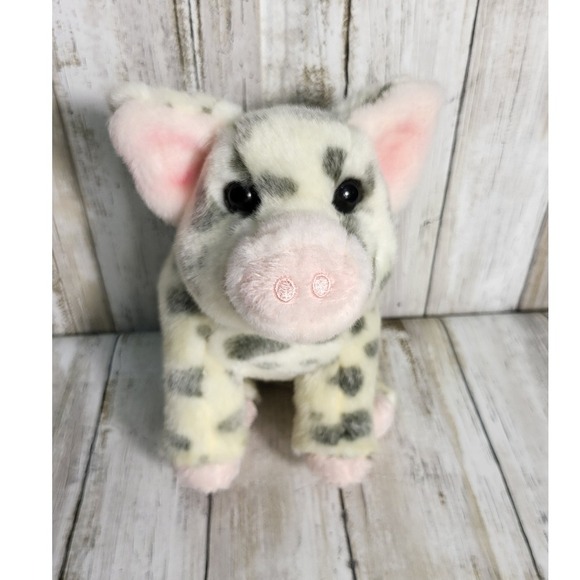 Douglas Cuddle Toys Plush Pig Spotted Black Gray Cream Stuffed Animal Toy - Picture 9 of 9